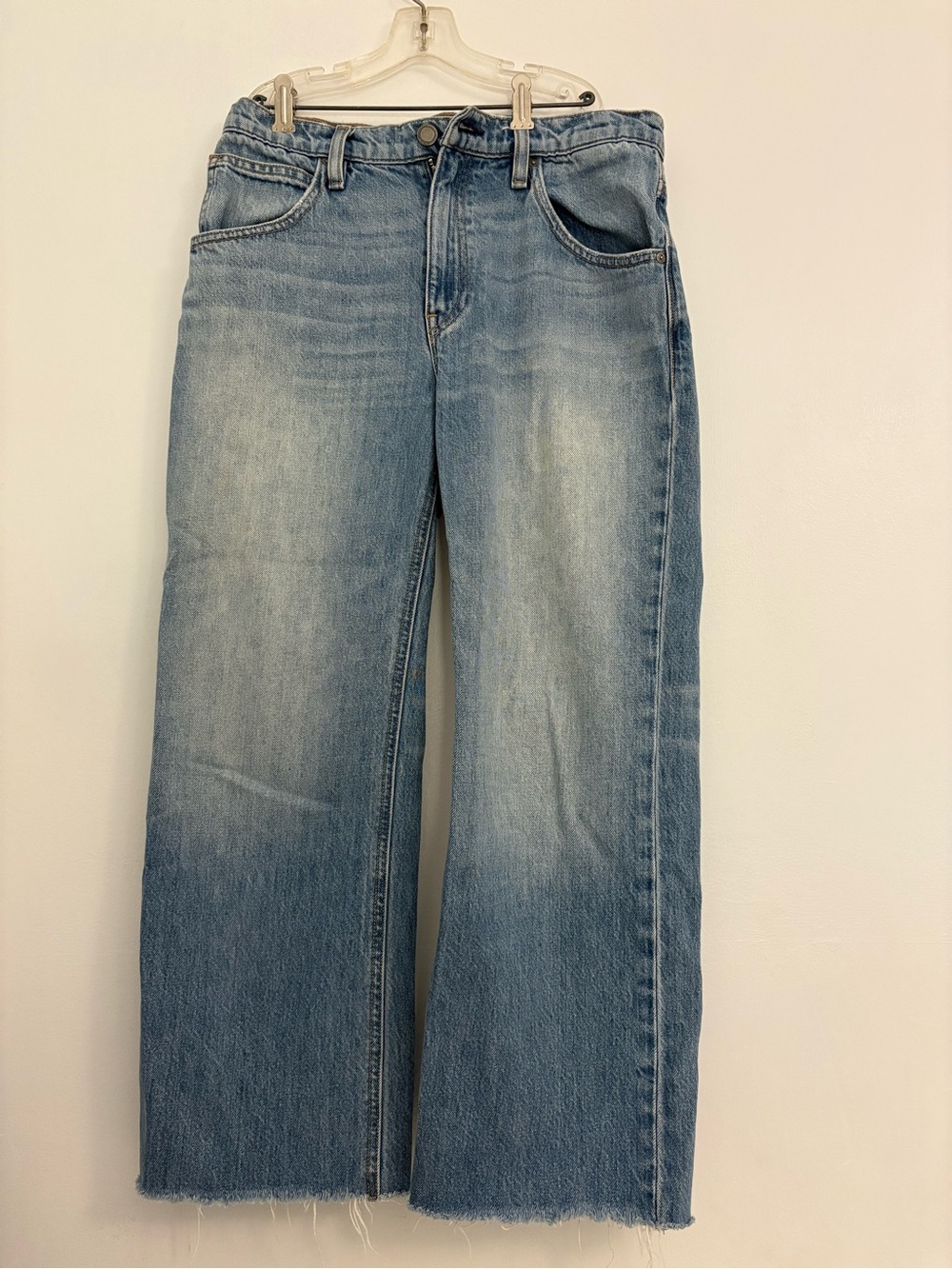 Hudson Sloane Extreme Baggy Jeans Size 25 Light Wash 100% Cotton Wide Leg Raw